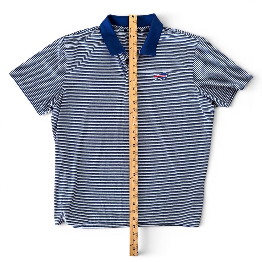 Cutter & Buck Buffalo Bills Tailored Fit Striped Polo Shirt Blue White Men's XL - Picture 4 of 5